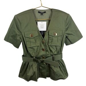 NWT Toccin Green Ezra Safari Peplum Tpp TU5421 T065 Size 2‎ $425